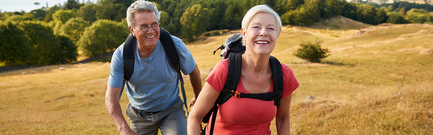 Older couple hiking