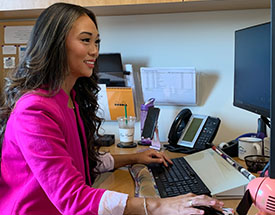 Woman working on a computer