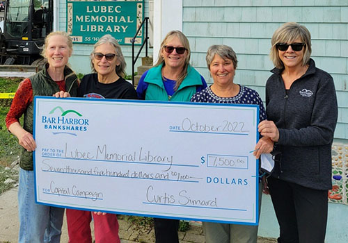 BHBT presents a check to Lubec Memorial Library