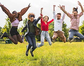 Image of people jumping in the air