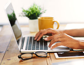 Woman using a laptop computer