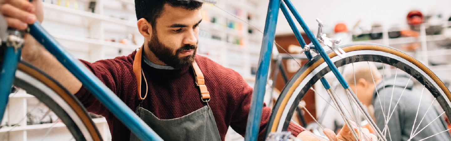 A man working on a bike