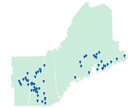 Map showing BHBT locations