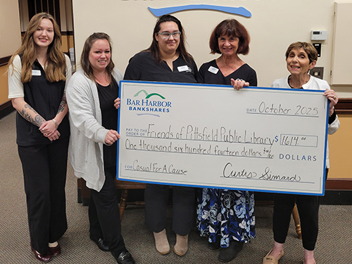 BHBT employees make a donation to Friends of Pittsfield Public Library