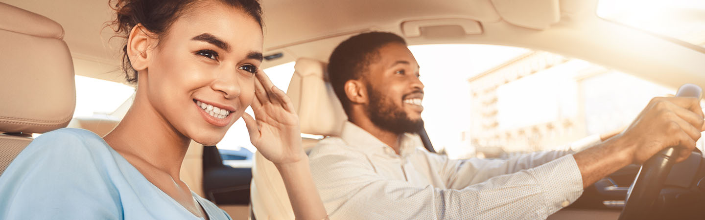 Young couple in a car