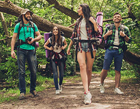 Group of young people hiking