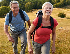 Older couple hiking